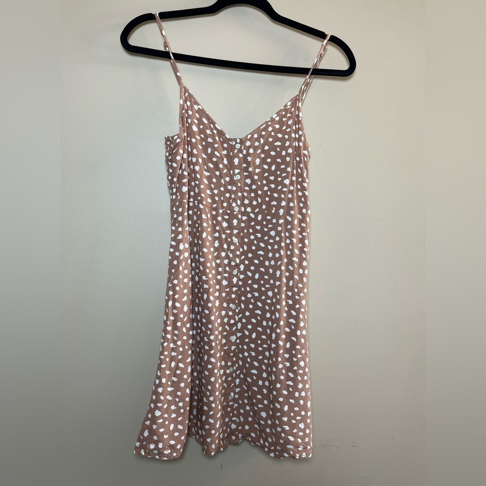 Aerie Brown and White Polka Dot Patterned Dress